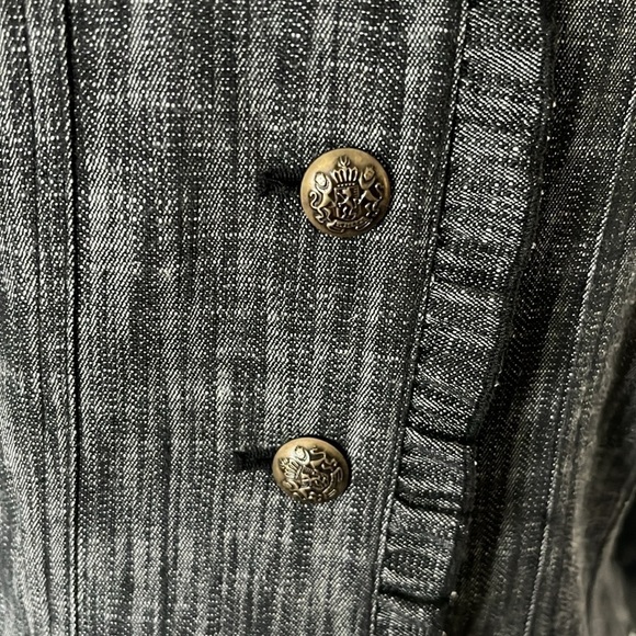 Sandro Sportswear Dark Denim Ruffle Blazer Button Down - Picture 4 of 9
